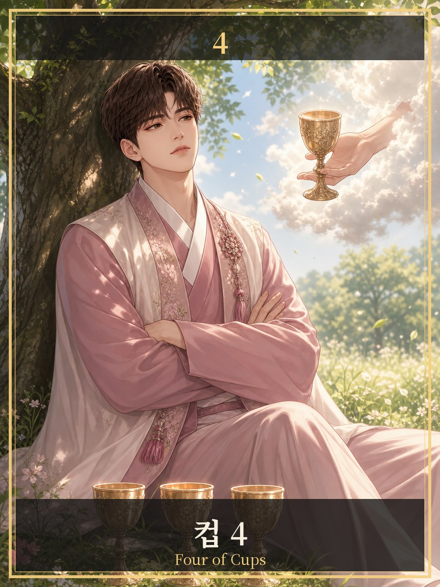 컵 4 타로카드 그림