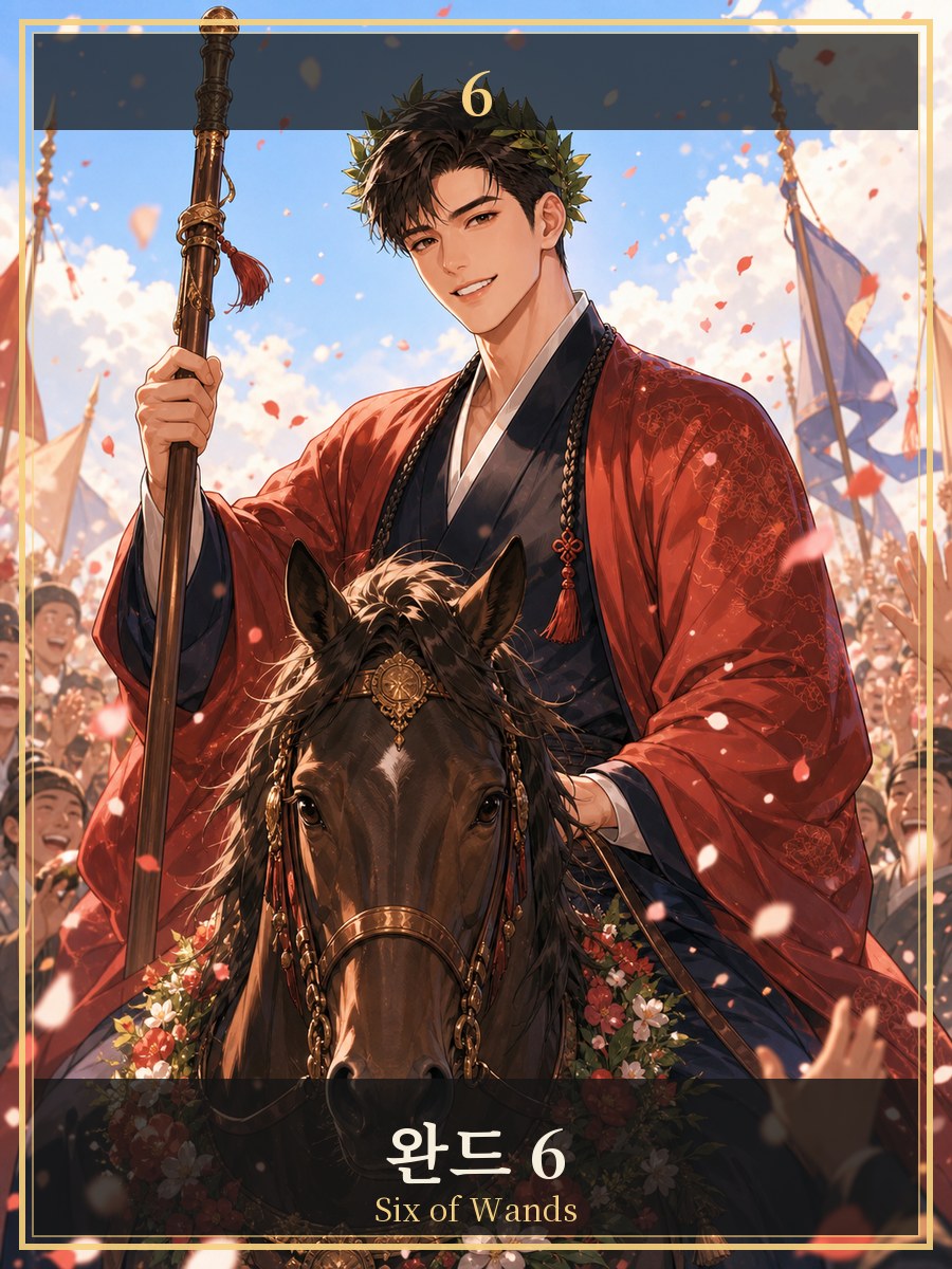 완드 6 타로카드 그림